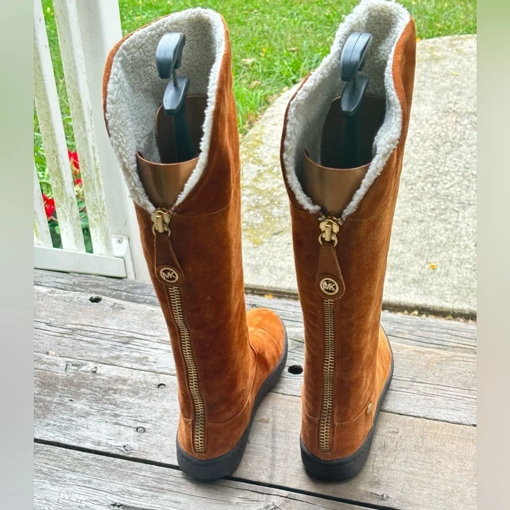 Michael Kors suede boots with a zipper on the back